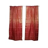 2Indian Sari Curtains Window Treatment Draperies Home Decor 96x44