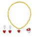Eccoo House Princess Dress Up Accessories Gift Set for Belle Crown Scepter Necklace Earrings Ring Gloves Yellow 6 Pieces