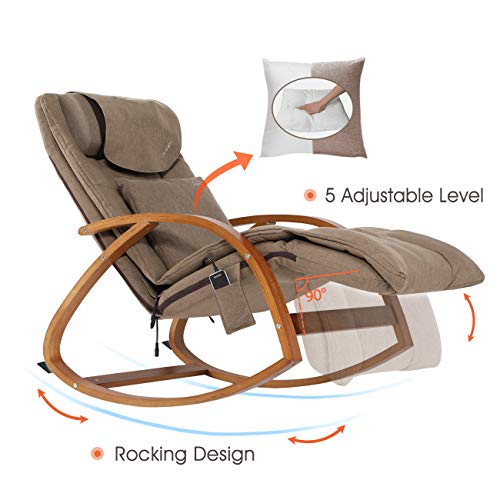 OWAYS Recliner Chair Full Back Kneading Massage Chair with Cushion, Rocking Design Recliner Chair, Adjustable Pillow, Vibrating and Heating, 6 Massage Modes, Ergonomic Design Armrests, Linen Cover - Thumbnail 4