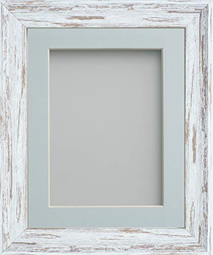 Frame Company Lynton Driftwood Photo Frame with Light Blue Mount, A4 for 9x6 inch, fitted with perspex