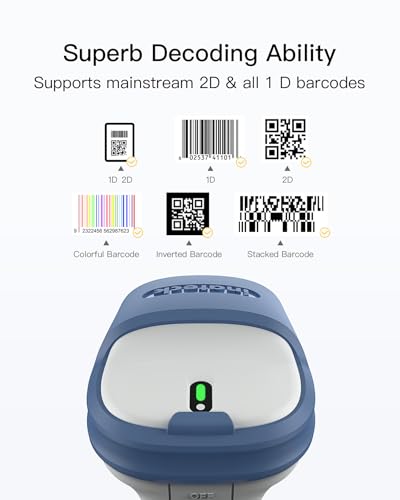 Inateck BCST-73 2D Wireless Bluetooth 5.0 and 2.4GHz Barcode Scanner
