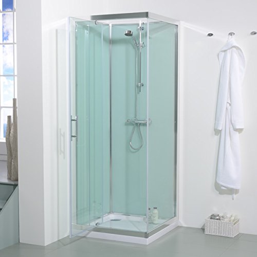 Complete Shower Enclosure + Tray 800x800 Glass 6mm + Ecobar Riser Kit