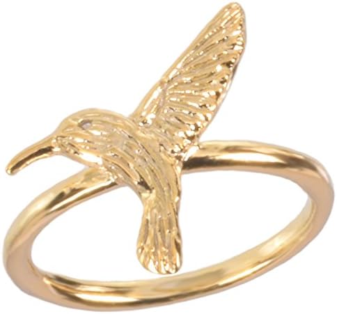 16k Gold Plated Hummingbird Ring by Zoetik, Size 6