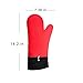 Detachable Silicone Oven Mitt - 1 Pair of Extra Long Professional Heat Resistant Potholder Gloves - Red