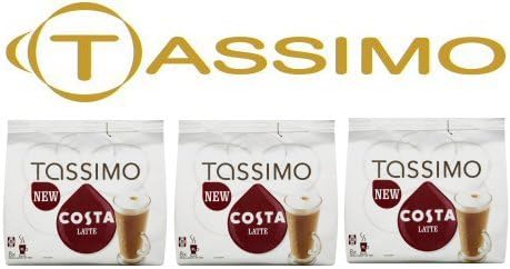 Tassimo Costa Latte (8 Drinks Per Pack) (Pack Of 3, Total 48 T-Discs)