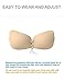 Aomh Strapless Self Adhesive Bra Silicone Reusable Push-up Bra Backless Invisible Sticky Bra (D, Beige)