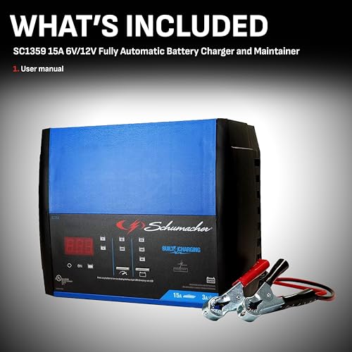 Schumacher SC1359 Fully Automatic Battery Charger, Maintainer, and Auto