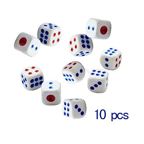Zibuyu 10pcs Standard Plastic 10mm Game White Dice Die