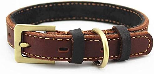 Nan サイズのaいろいろな利用可能な首輪クラシックソフトパッド入りレザー犬子犬小中大型犬ペットの首輪レザーブラウンペットチェーンペットロープ長さ調節可能 Size L Tarunniketanpublicschool Com