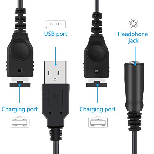 Lenink USB Power Charger Cable and 3.5MM Headphone Earphone Jack Adapter Cord Cable Compatible with N DS Game boy Advance G BA SP