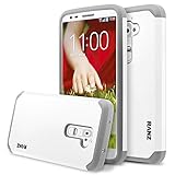 LG G2 Case, RANZ Grey with White Hard Impact Dual Layer Shockproof Bumper Case For LG G2(AT&T D800, T-Mobile D801,Global D802)