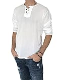 Men's Hero 3 Button 100% Cotton Hippie Shirt Pilates Beach Yoga Top