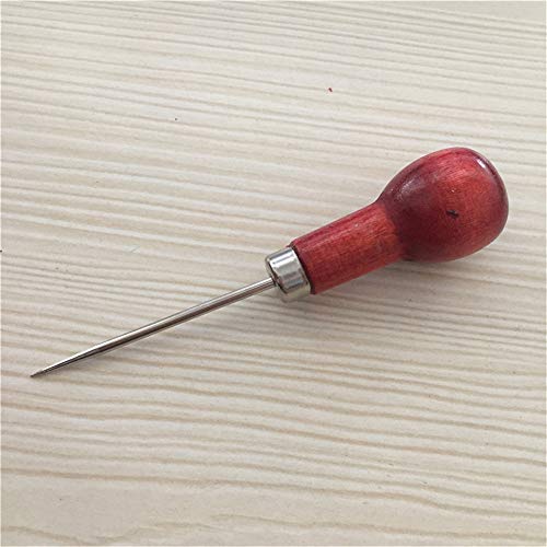 Tcplyn Premium Quality Wooden Handle Clickers Awl Wood Awl Tool Pin Handmade Awl with Wooden Handle Spiked Metal Tool Pointed Blade for Indenting Stitching Punching Holes DIY Garden Hand Tools