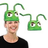 Green Velour Alien Hat with Wire Antennas Costume Party Hat
