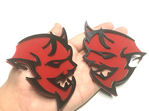 Boobo D-S2DR Challenger Charger SRT Hell Cat Demon Fender Trunk Emblem Badges for Dodge Challenger Charger (Black Red)