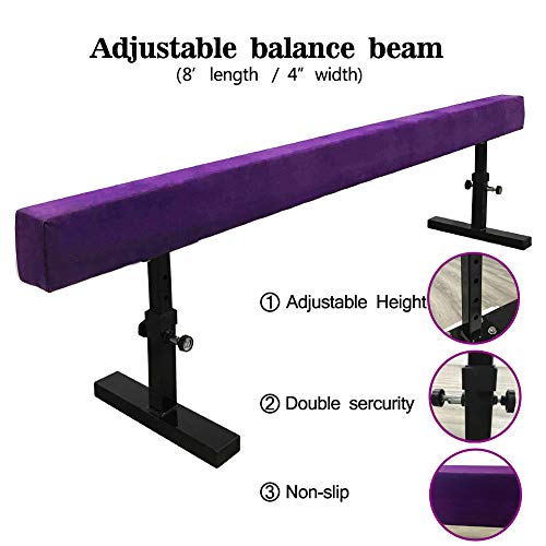 JC-ATHLETICS Adjustable Balance Beam Gymnastic Practice Training Equipment for Kids Children Home Floor Use,8 Feet Long (A-Purple) - Thumbnail 7