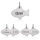 Veehoo Hairline Finished Pet ID Tags, Personalized Dog Tags & Cat Tags, Customized Front and Back Engraving, Fish Shape, Stainless Steel
