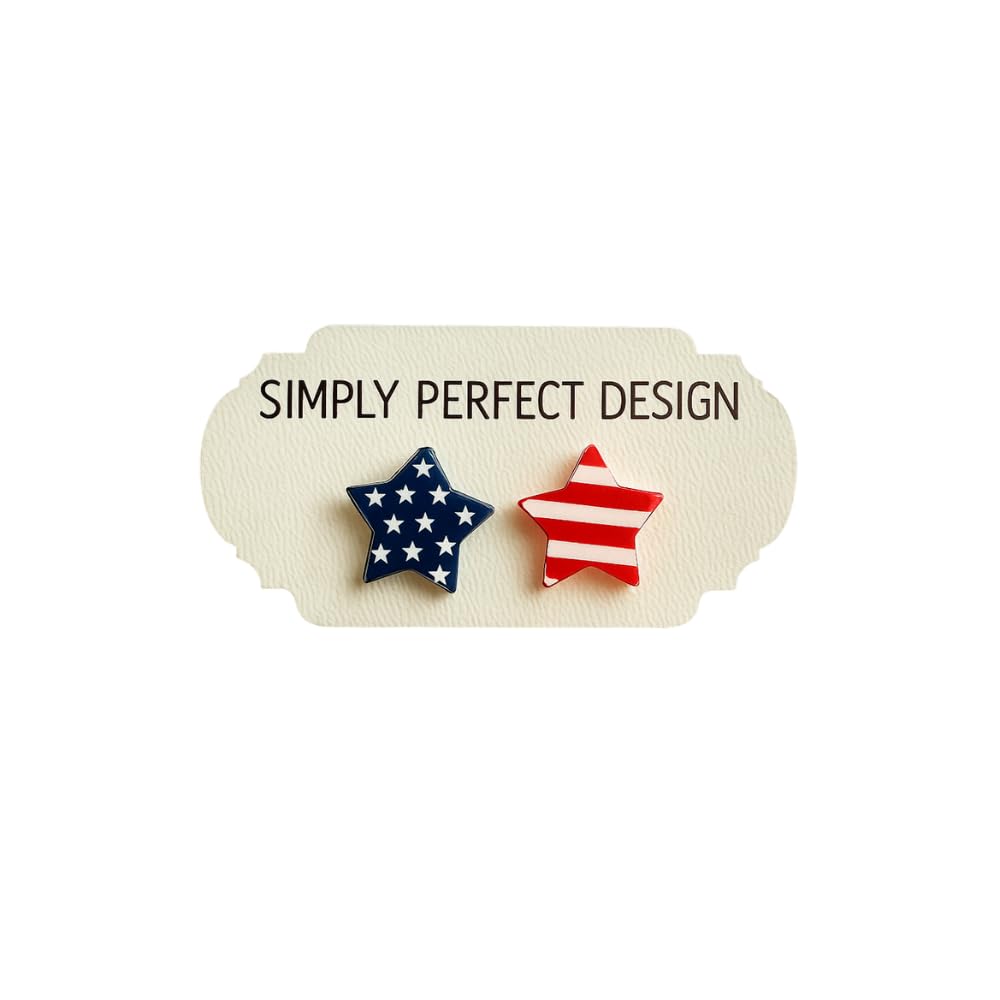 Photo 1 of Simply Perfect Design - Patriotic American Flag Star Stud Earrings for Women, Hypoallergenic & Stylish – Acrylic Red, White & Blue USA Jewelry, Perfect for July 4th & Summer Fashion Accessories