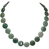 VN Jewelry Handmade Beaded Necklace for Women and Girls | 16mm Round Disc Shape Beads Natural Gemstones Healing Crystal Jewellery Necklace