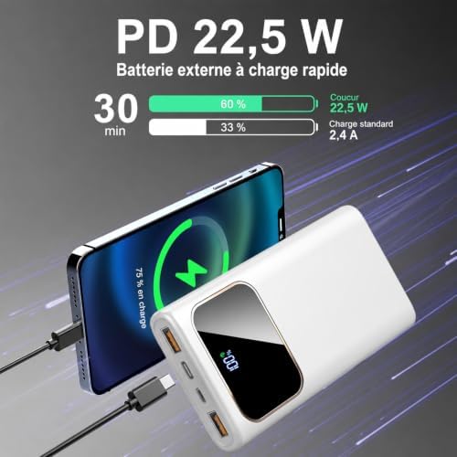 Batterie Externe 10000mAh, 22.5W Power Bank Charge Rapide Ultra Mince — photo 5 sur 7