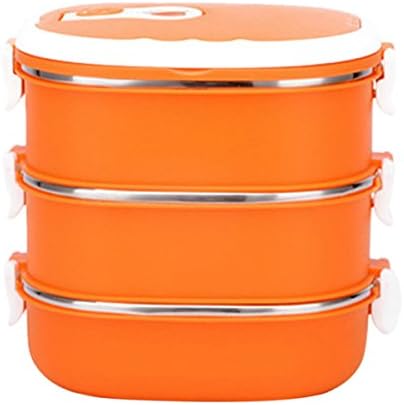 Adorrable Stainless Steel Lunch Box Bento Insulated Leak Resistant Thermal Nontoxic Food Containers, Orange, 3 bowls