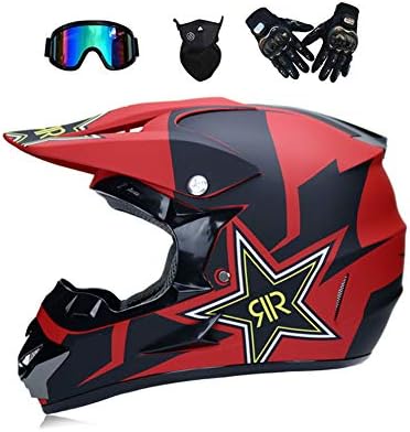 MX Off Road Motorbike Helmet Motocross ATV Karting Motorcycle Helm Breathable Full Face Helmets, Mask/Goggles/Gloves Free,S