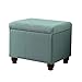 Homepop Home Decor | Upholstered MediumRectangular Storage Ottoman | Hinged Lid Ottoman with Storage for Living Room & Bedroom, Aqua Linen