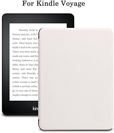 NUYEA Case for Case for Kindle Voyage - Ultra Slim PU Leather Smart Cover with Auto Wake/Sleep Features for Kindle Voyage (White)