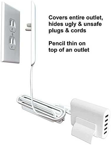 sleek socket - Fast Charging 5 Port USB Charger. ULTRA-Thin Flat Plug Shaped as a Blank Wall Plate that Hides Outlet and Blends into Wall.