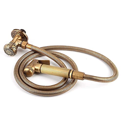 Handheld Bidet Sprayer for Toilet, Vintage Brass Bidet Sprayer Spray Head Bracket Hose Kit for Bathroom Fixtures Bidet Taps Accessories