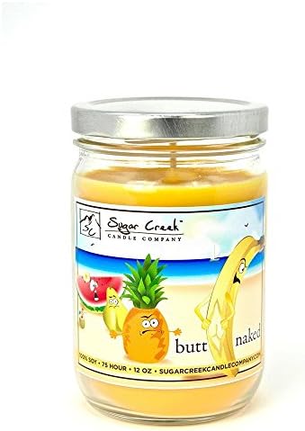 Sugar Creek Candles | Butt Naked (Piña Colada) | 100% Natural Soy Wax, Non-Toxic | Made in USA | 75-Hours Burn Time (12 oz. Jar)