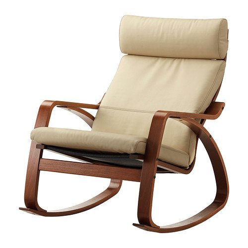 Ikea Poang Rocking Chair Medium Brown With Robust Off White Leather Cushion Buy Online In India At Desertcart In Productid 15130550