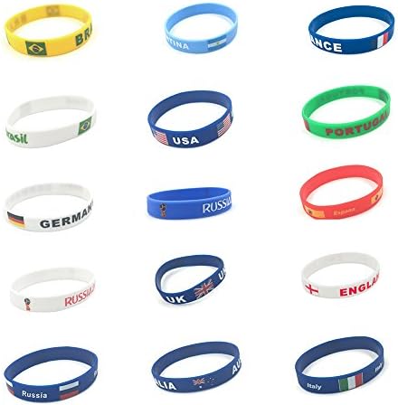Fulol World Cup Flag Silicone Bracelet, 2018 Russian World Cup Sports, Flags Wristband 14 Countries Available for Soccer Football Fans Unisex Design Soft and Durable Wristbands (Blue)