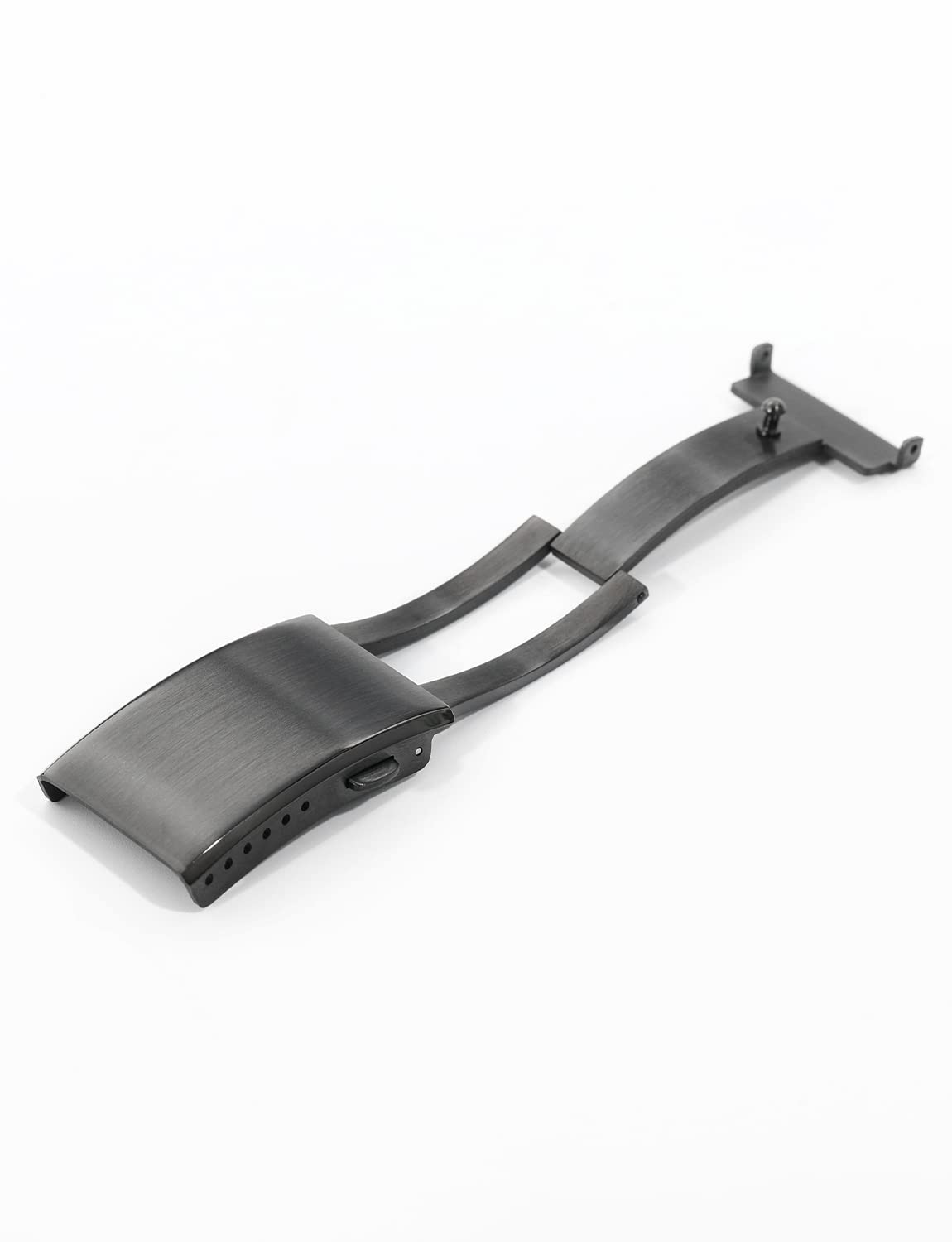 watchdives Watch Buckle 18mm/20mm/22mm Fold Safety Milled Clasp Replacement Stainless Steel Watchband Clasp (Black, 20mm)