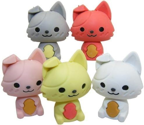 Kawaii Cute Animals: 5 Colours Puppy Dog Erasers (5pcs) by ZakkaUK
