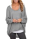 EXLURA Women Loose Blouse Long Batwing Sleeve T-shirt Oversized Top Short Dolman Tunic Off Shoulder
