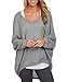 EXLURA Women Loose Blouse Long Batwing Sleeve T-shirt Oversized Top Short Dolman Tunic Off Shoulder