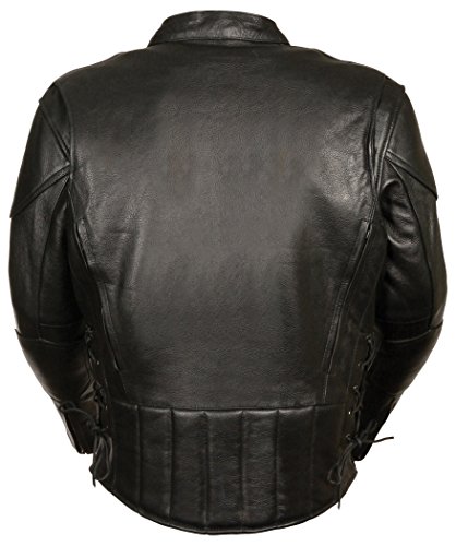Milwaukee Men's Side Lace Vented Scooter Leather Jacket (Black, 4X-Large)