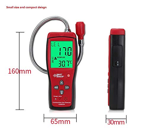 Digital Combustible Gas Leak Detector 0~50% LEL LCD Display Rechargeable Battery Powered Flexible Probe Alarm Portable Flammable Gas Monitor Tester Meter
