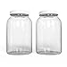 KombuJars Kombucha Jars 1 Gallon Glass Wide Mouth 128oz (2 pack) Brewing Fermenting Fermentation Storage Bottles Container, With Plastic Lids, Cloth Cover, and Bands (2)