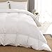 puredown White Goose Down Comforter-600 Fill Power-King/Cal King-Cotton Shell 500TC-Stripe White