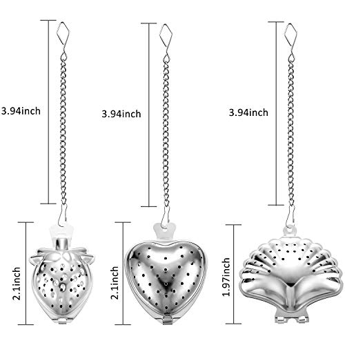 Senbowe 3 Pack Stainless Steel Tea Infuser Tea Strainer, Tea Infuser Threaded Connection 18/8 Stainless Steel with Extended Chain Hook to Brew Loose Leaf Tea& Herbal Teas- Great Gift for Tea Lovers