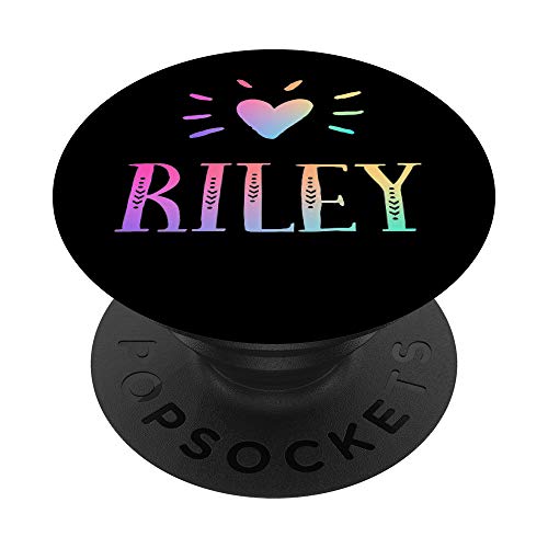 Riley Gift Heart Rainbow Watercolor Love Heart Name Riley PopSockets PopGrip: S…