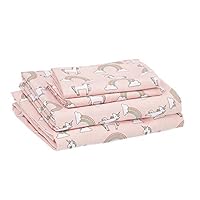 Amazon Basics Kids Unicorns & Rainbows Soft, Easy-Wash Microfiber Sheet Set - Full, Peony Pink Unicorns Amazon Basics Kids Unicorns & Rainbows Soft, Easy-Wash Microfiber Sheet Set - Full, Peony Pink Unicorns