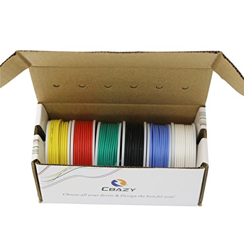 CBAZY trade; 22 Gauge Flexible Silicone wire Hook up Wire Kit (Stranded Wire Kit) Electric wire 6 colors 19.6 feet Each 22 AWG - Thumbnail 6