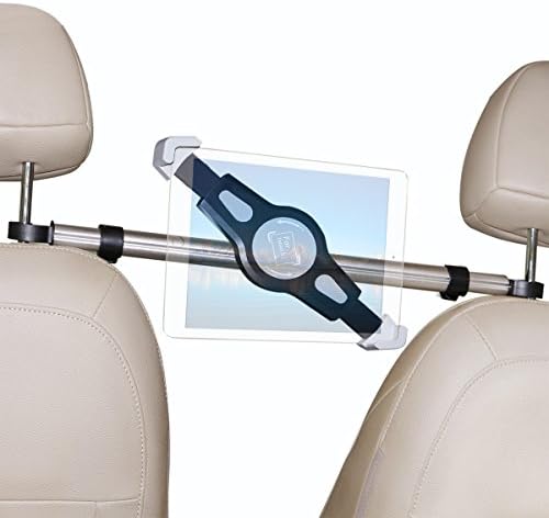 Pinron Universal Extension 360 Degree Rotation Clip In Car Centered Backseat Adjustable Headrests Viewing Clamp ABS Mount Holder with Aluminum Bar Car Kit for 7 to 11 inch PC Tablet Pad