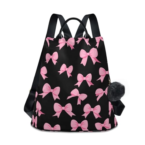 ALAZA Pink Bow Black Backpack Purse for Women Anti Theft Travel… at Amazon