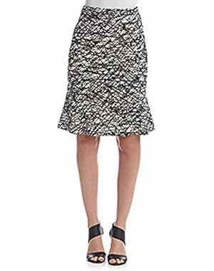 Calvin Klein White Women's A-Line Graphic Print Skirt Black 6