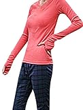 Allegra K Women Thumbhole Cuffs Round Neck T Shirts Slim Fit Fall Tops