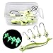 thkfish Fishing Jigs Fishing Jigs Head Glow Fishing Lures Attractive Luminous Glow Lead Fishing Jig Heads Bass Salmon Trout Fishing Glow Jigs 10Pcs 10g(3/8oz)
